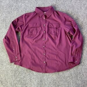 Guide Series Shirt Womens 1X Gander Mountain Caped Hiking Button Up Roll Sleeve‎